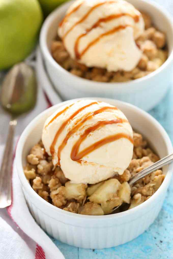 This Apple Crisp for Two is easy to make and a perfect small batch dessert for fall!