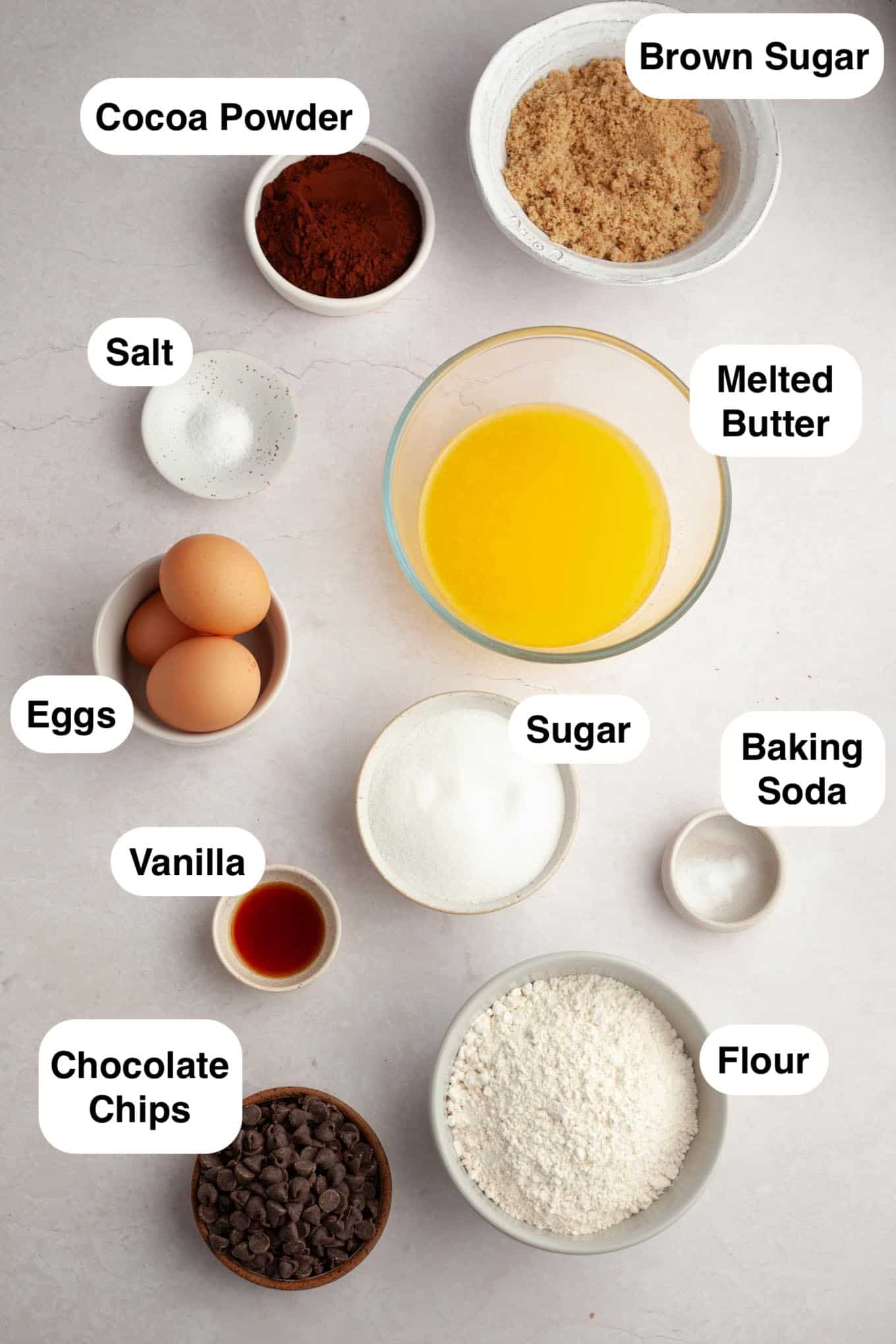 An overhead view of the ingredients needed to make brookies.