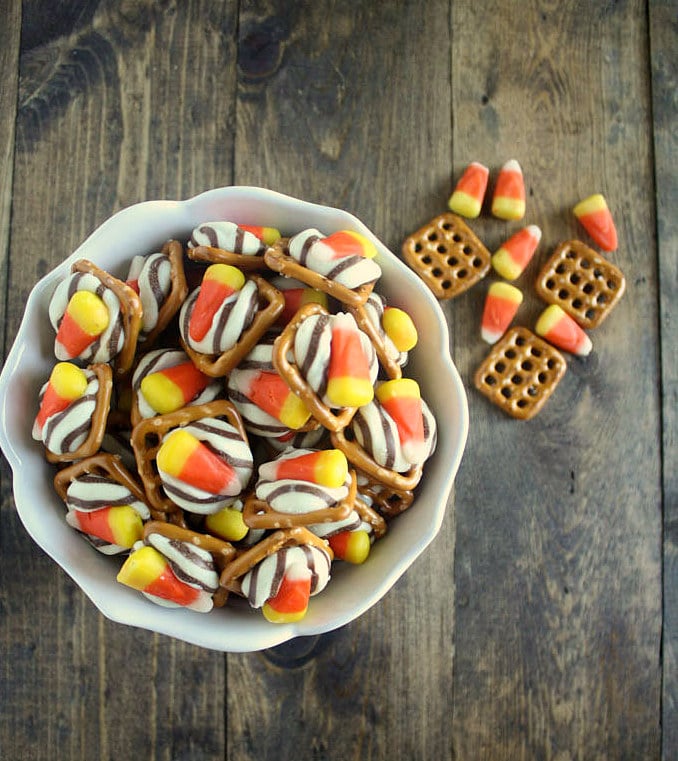 Candy Corn Pretzel Bites