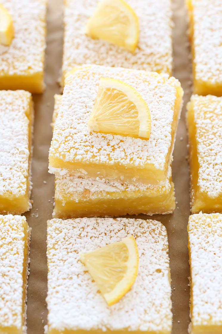 These Classic Lemon Bars feature an easy homemade shortbread crust and a sweet and tangy lemon filling. These bars are so easy to make and perfect for lemon lovers!