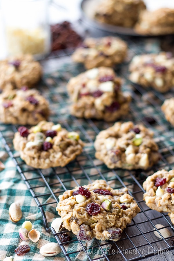 White Chocolate Pistachio Oatmeal Cookies