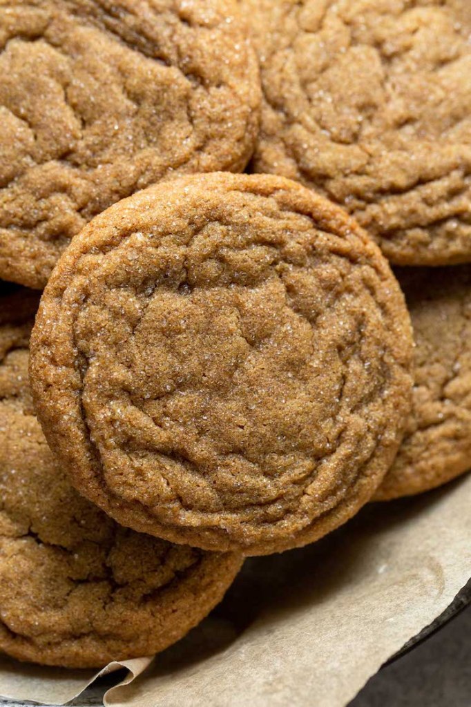 A close up image of a ginger molasses cookie.