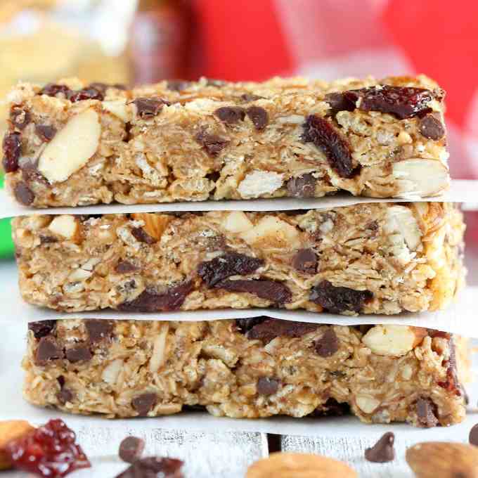 No-Bake Chocolate Cherry Almond Granola Bars