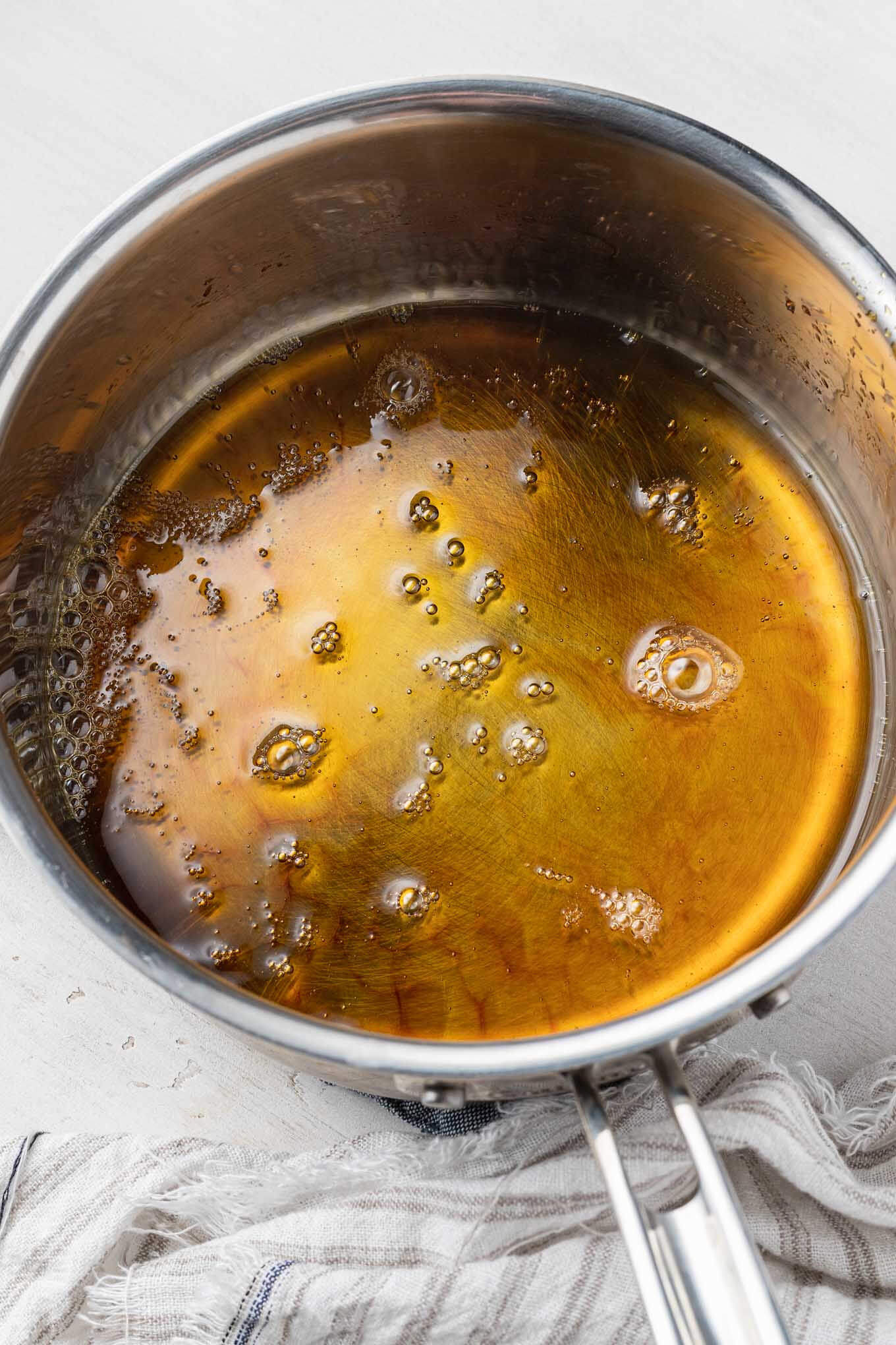 Sugar water that's been boiled until amber in color.