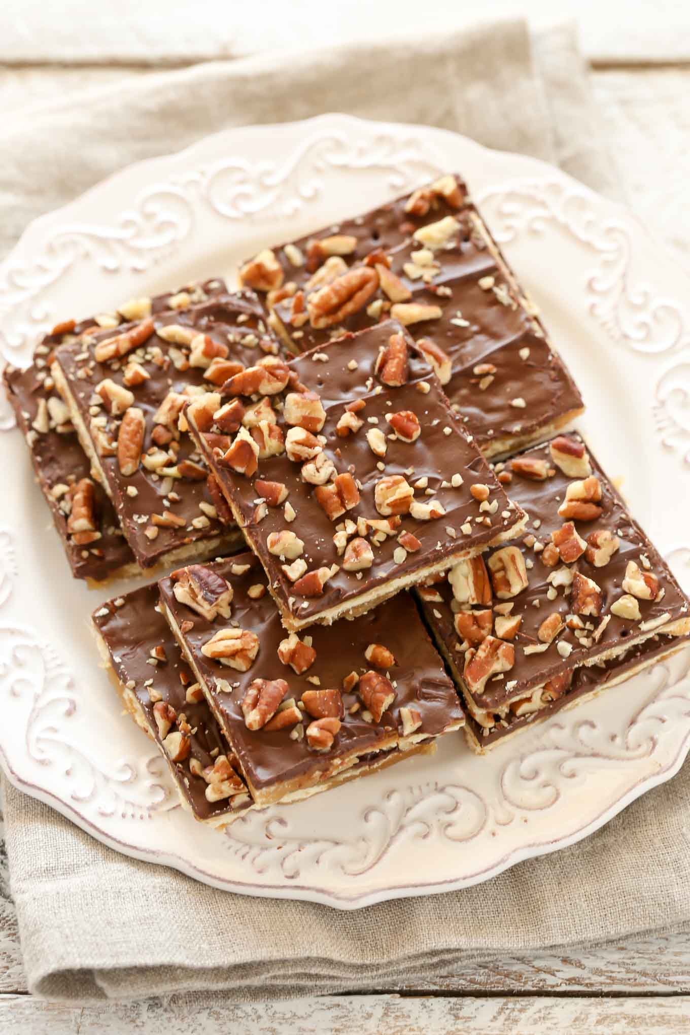 This Saltine Toffee candy is made with just 5 ingredients and so easy to make. Perfect for an easy treat during the holidays! 