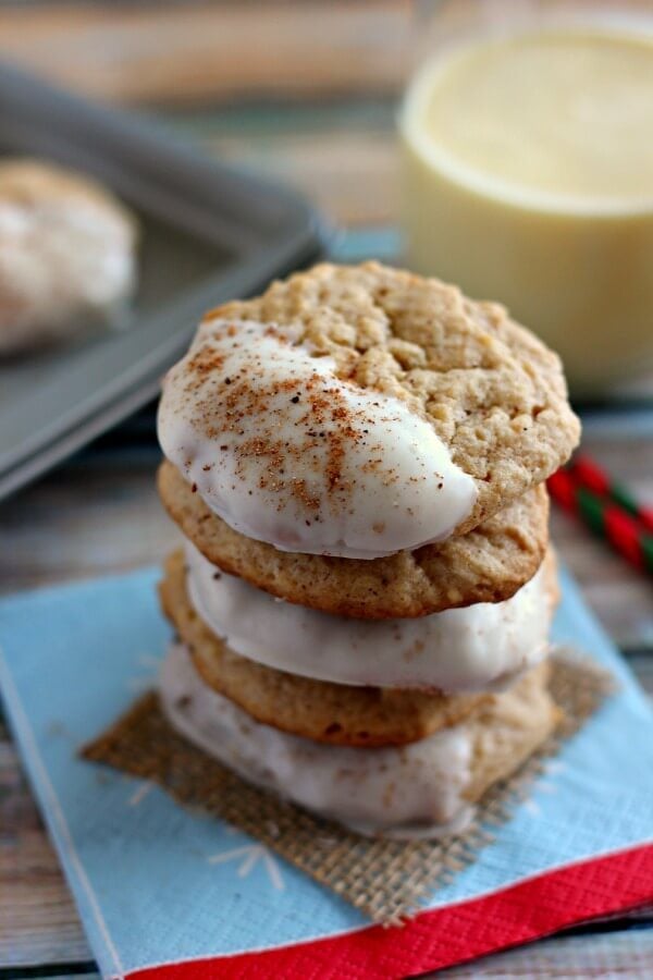 White Chocolate Dipped Eggnog Cookies